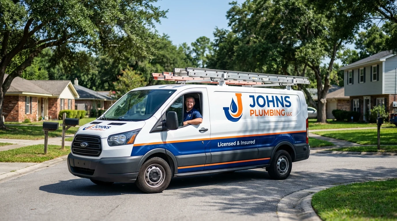Johns Plumbing LLC service van in Connelly Springs, NC