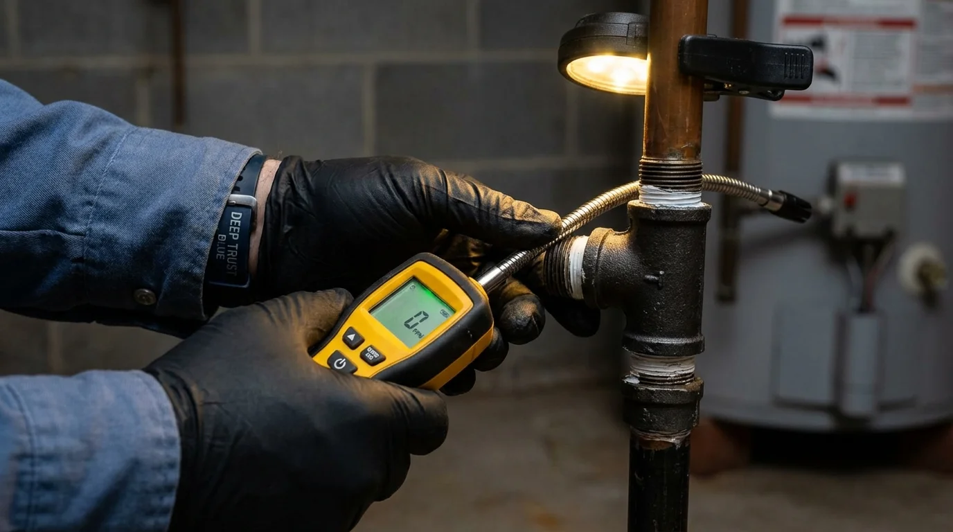 Gas leak detection with electronic sniffer by Johns Plumbing LLC in Connelly Springs