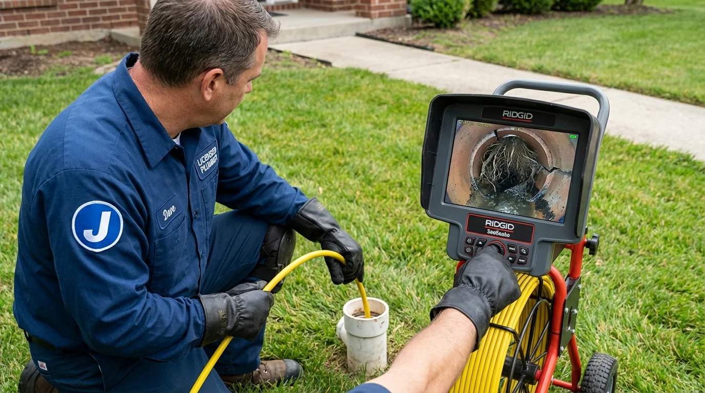 Sewer camera inspection being performed by Johns Plumbing LLC in Connelly Springs