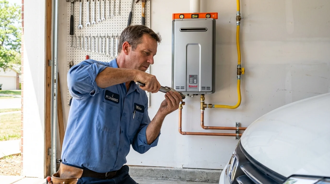 Tankless water heater installation by a Johns Plumbing LLC plumber in Connelly Springs